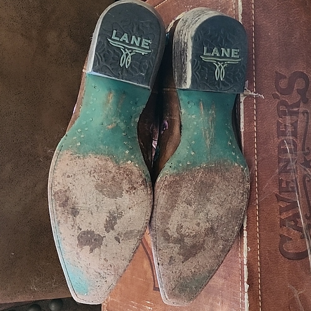 Lane Spring Flower Western Boots Size 9.5M - Picture 5 of 12